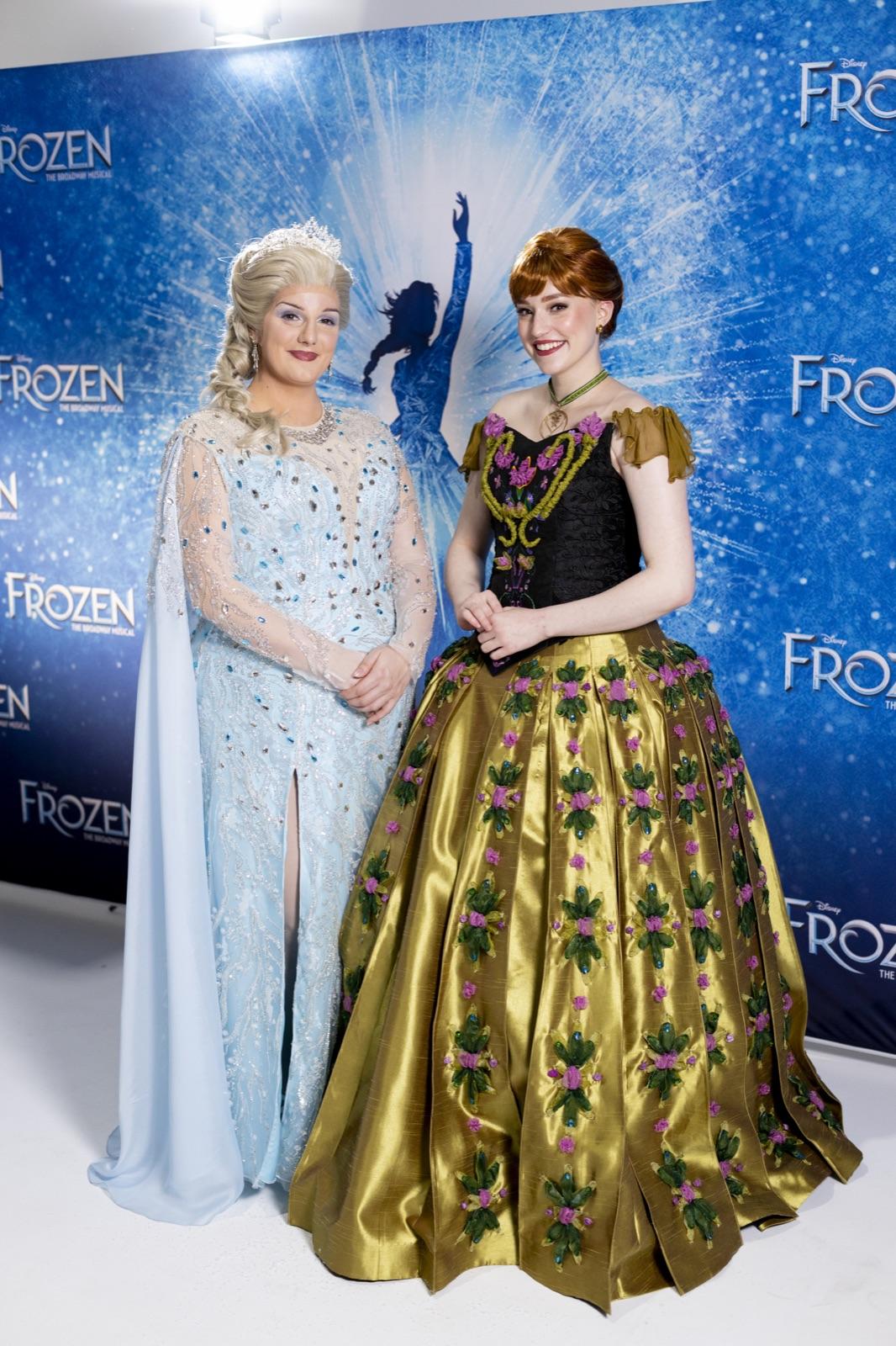 Felicity Beale as Anna alongside Zoe Walker as Elsa at the Frozen The Broadway Musical media event